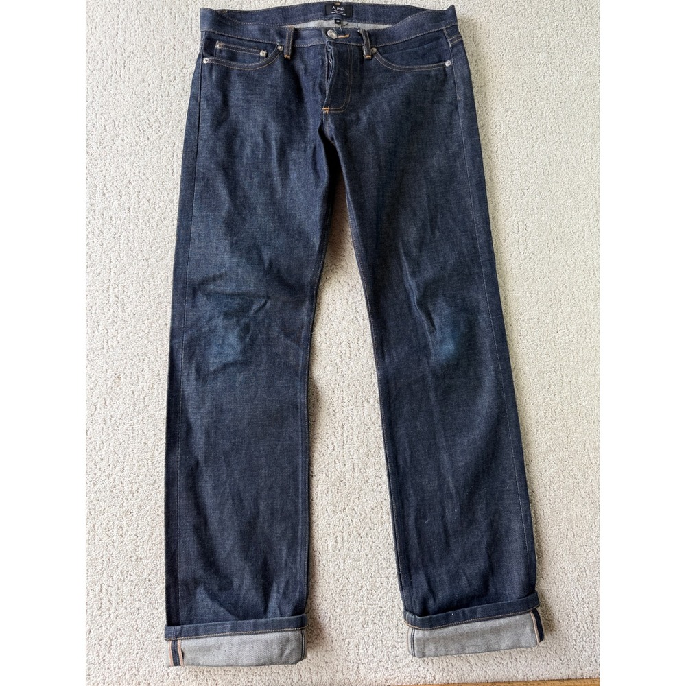 APC Hipster Selvedge Jeans Mens 29 Dark Indigo Denim Low Rise Button Fly